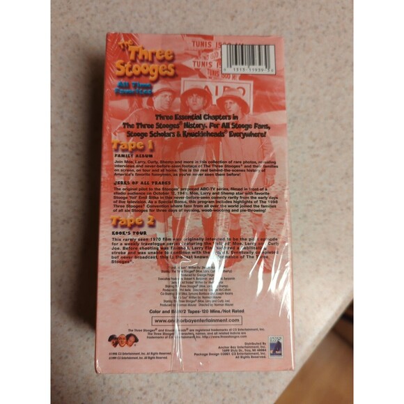 Three Stooges All Time Favorites Comedy VHS 2 Tape Set Vintage - Picture 2 of 4